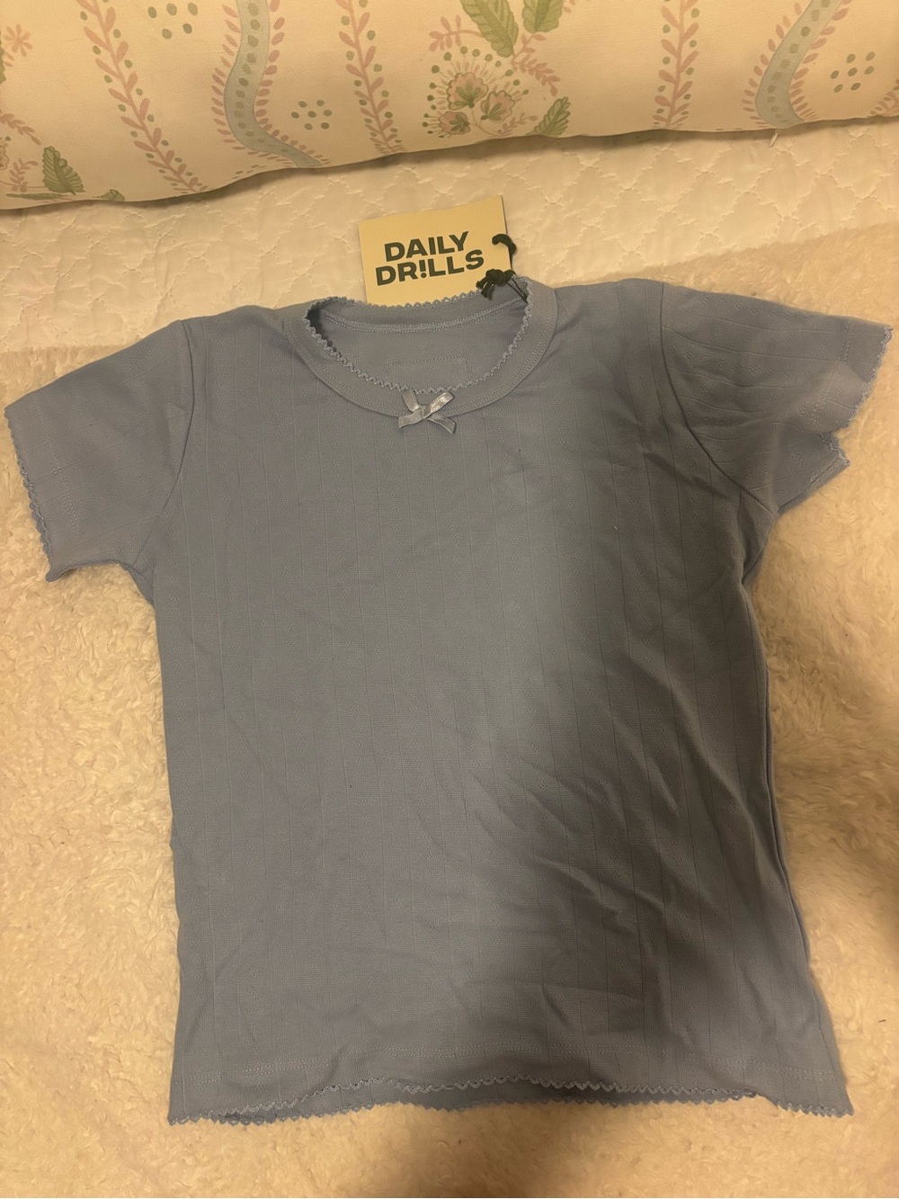 Daily Drills Pointelle Baby Tee - Mist. SOLD OUT ONLINE